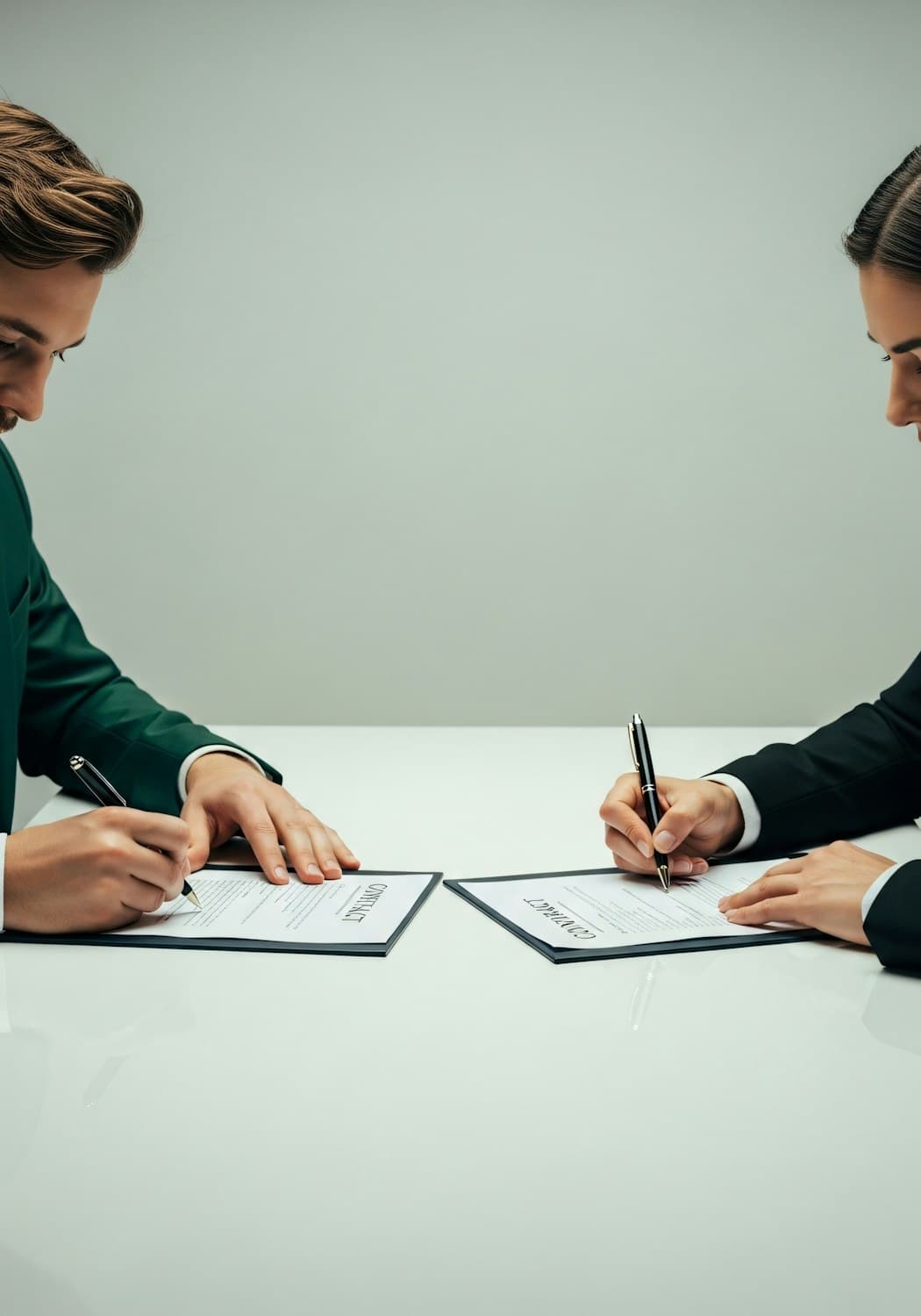 Signature d’un contrat de location autour d’une table